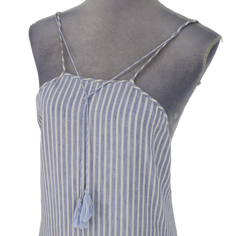 TJD The Jetset Diaries Dress Womens XS Blue White Cotton Linen Blend Lined Mini - Picture 8 of 12